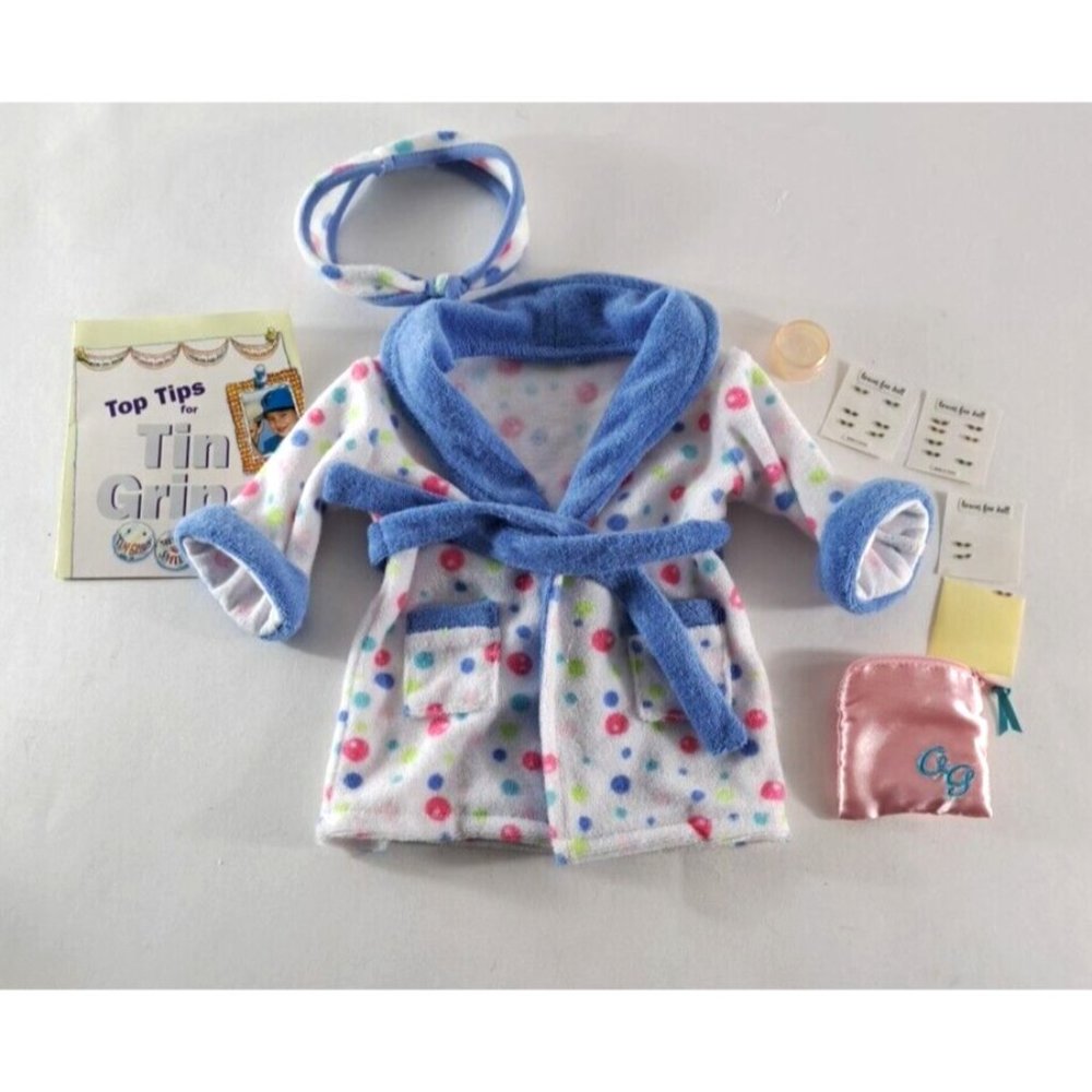 American Girl Of Today 18" Doll Bubble Robe & Headband Lot Pouch Braces Tin Grin